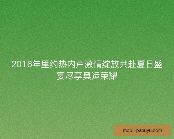 2016年里约热内卢激情绽放共赴夏日盛宴尽享奥运荣耀